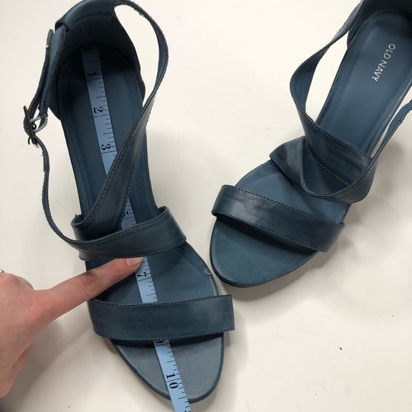 NEW Old Navy Distressed Blue Washed Crisscross Strappy Brown Wedge Sandals 10 - Picture 16 of 16